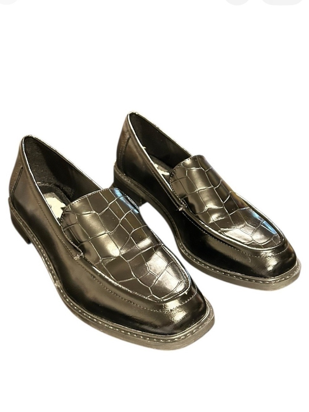 DOLCE VITA Black Crocodile Embossed Faux Patent Leather Excellent Condition Sz 8